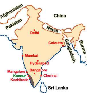 Location of Kannur in India